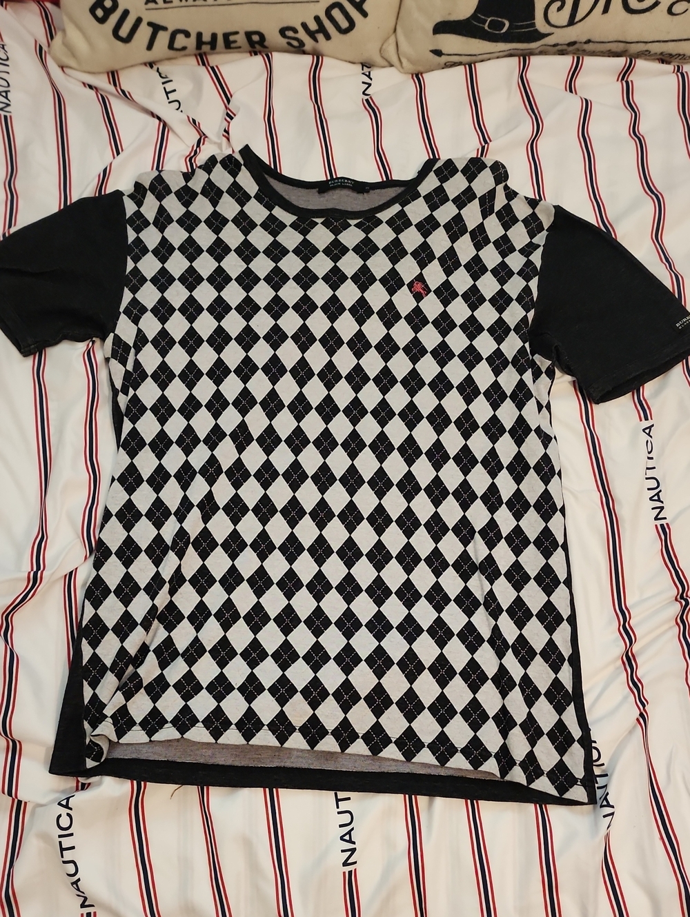 Authentic Burberry Black Label Argyle Shirt Size Small-Medium